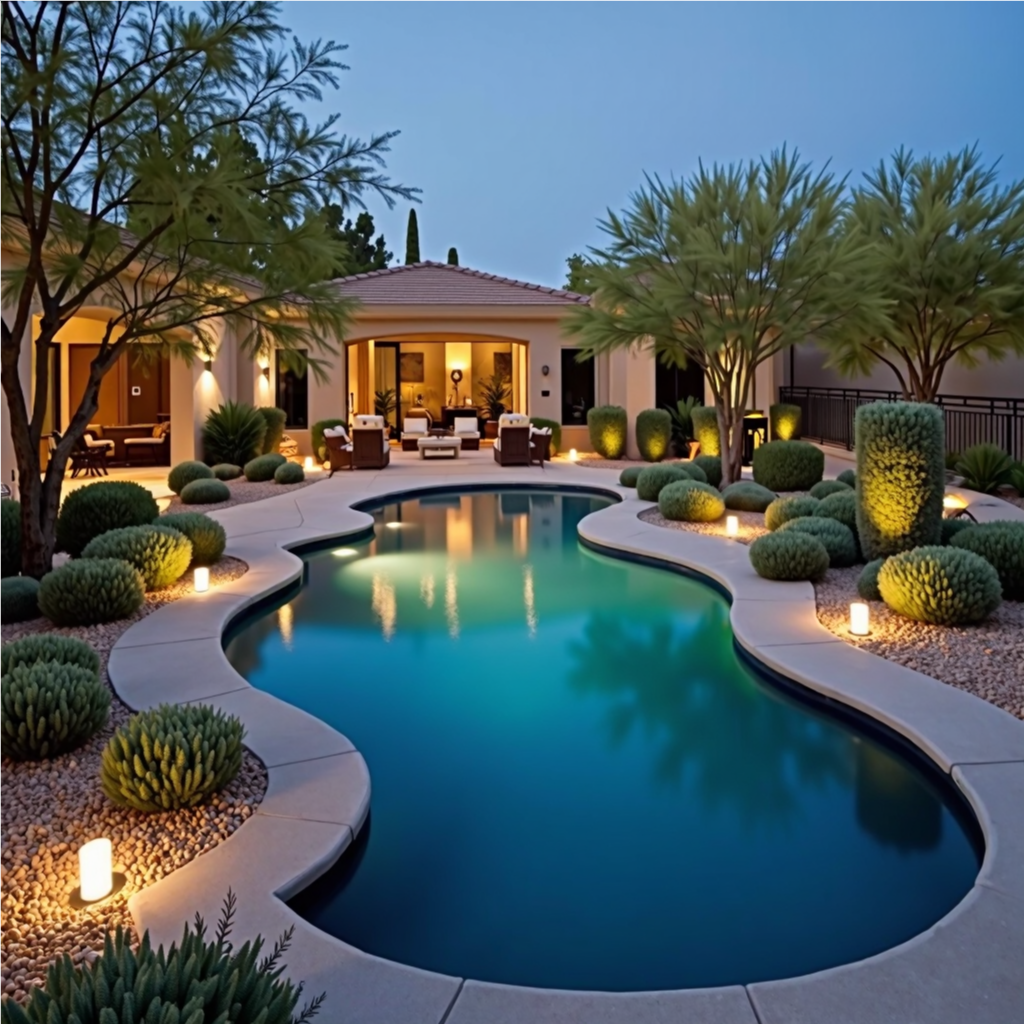 Elegant landscaping enhancing a Scottsdale backyard pool