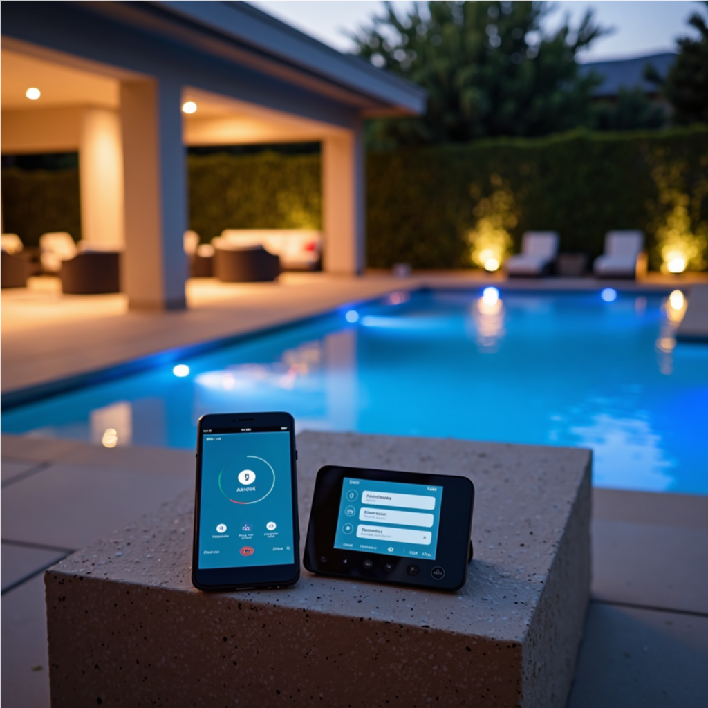 Smart pool automation system in a modern Scottsdale pool